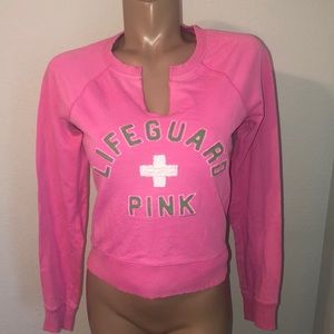 VS PINK Lifeguard Pullover Factory Distressed Pink Embroidere d- S